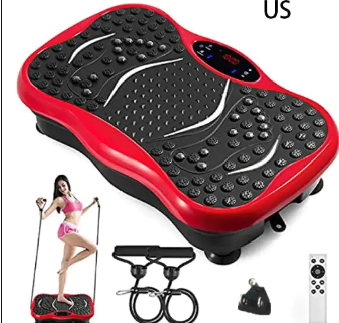 Whole Body Vibration Machine with resistance bands and remote control. Home gym vibration plate for muscle toning, flexibility, and recovery.