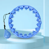 Blue Adjustable Fitness Ring displayed on a platform. Features a weighted ball and adjustable links for a secure, no-fall workout.