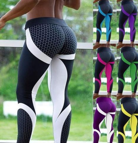 Women's Fitness Slim Tights in multiple colors, featuring a seamless design and honeycomb pattern for a stylish and comfortable fit.