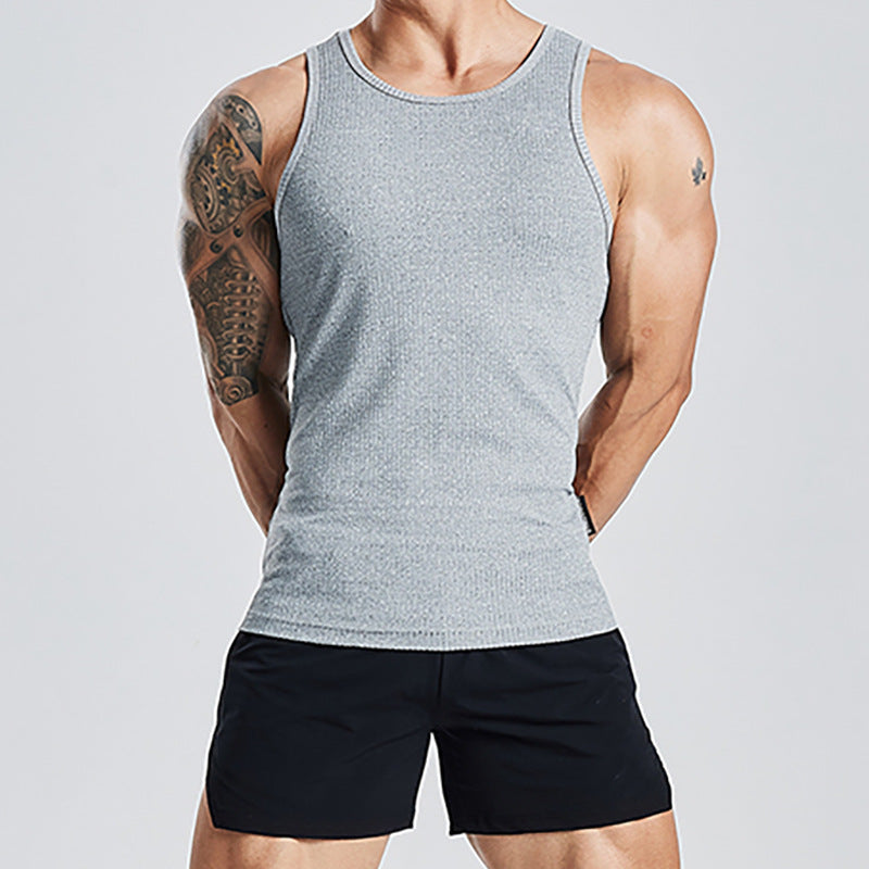 Men's fitness vest for running and outdoor activities, made of 93% polyester. Available in sizes M-3XL, offering comfort and flexibility for workouts.