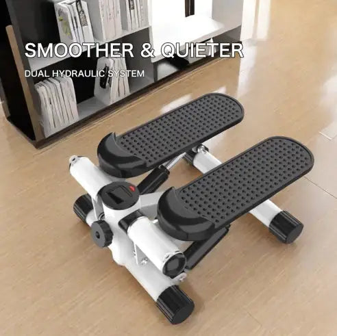 Mini stepper with dual hydraulic system placed in a home setting, highlighting its smooth and quiet operation for effective indoor workouts.