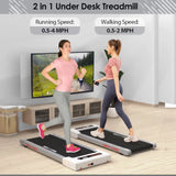 2-in-1 under-desk treadmill with adjustable speeds for walking and running. Ideal for home or office fitness routines.