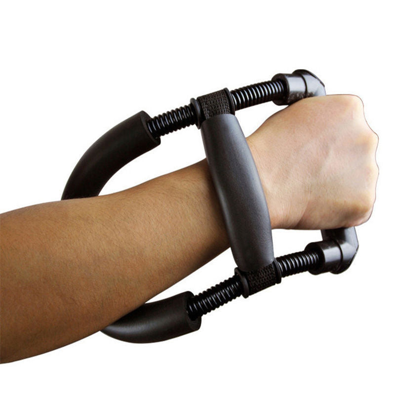 Adjustable forearm exerciser with padded handles and spring steel resistance. Perfect for wrist and grip strength training at home.